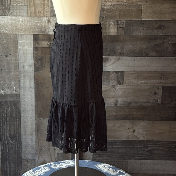 Anthropologie Moulinette Soeurs black lace midi skirt medium ruffle formal party - Picture 10 of 12